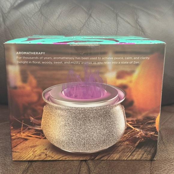 Mahli Flaming Cauldron Aroma Diffuser - Silver Glitter with Purple Flame NIB - Picture 6 of 8